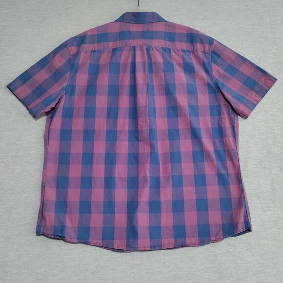 Wallin Bros Shirt Mens 2XL Casual Short Sleeve Button Down Plaid Blue Purple - Picture 3 of 12